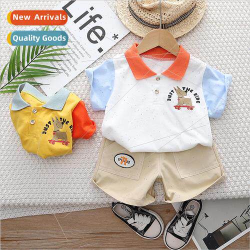 2023 new childrens puppy color plaid placket short-sleeved s
