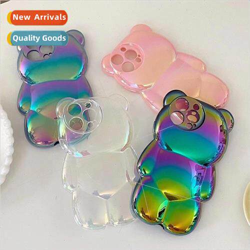 Dazzle colorful three-dimensional bear 适用 iPhone 14 phone