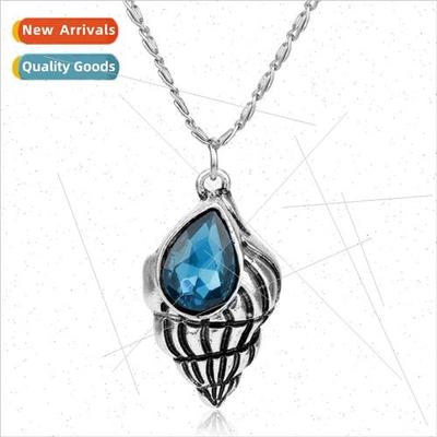 2018 New Jewelry Punk Retro Conch Necklace Teardrop Crystal