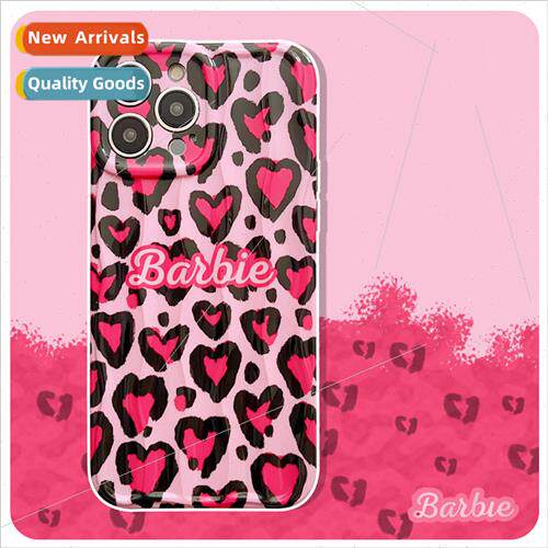 Korean wind ins pink heart leopard print 适用 Apple 12P nich