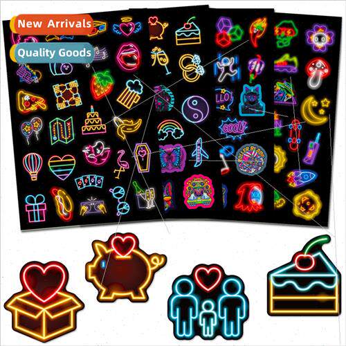 4pcs/pack 100 stickers neon mix and match kids cartoon stick