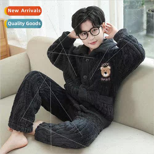 Boys pajamas facecloth fall and winter  warm turn collar chi