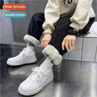 lamb wool casual winter pants childrens jeans new Boys 2023