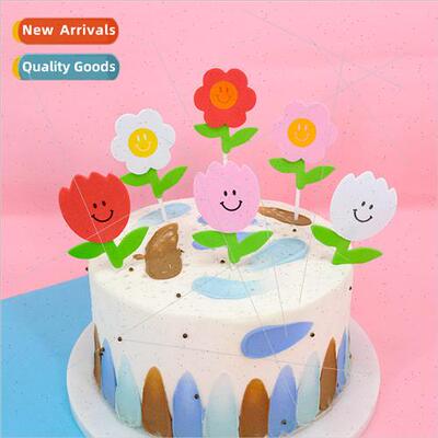 EVA Flower Cake Topper Tulip Sunflower Birthday Cake Topper