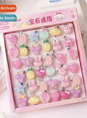 Green One Square Acrylic Ring Princess Series Cute Cartoon D