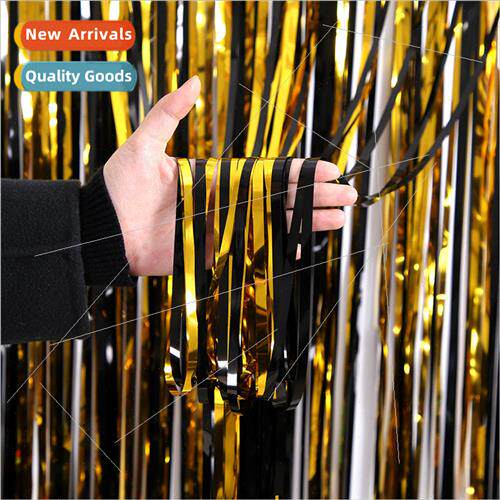 2023 new black and gold rain curtains holiday decorations pa