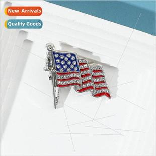Brooch Metal American Day Badge Independence Flag