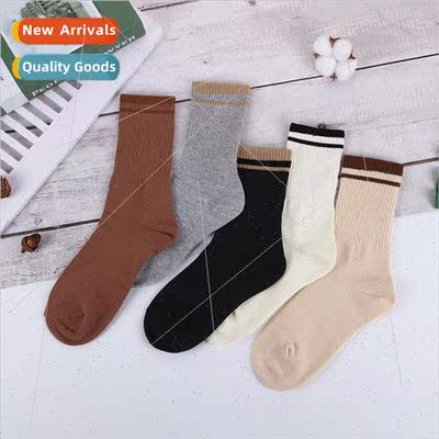 New cotton breathable mid-calf socks fall and winter retro s