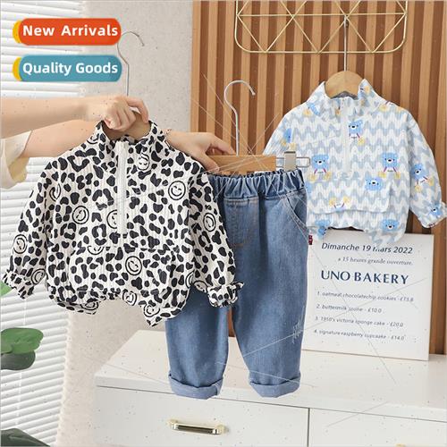 2023 Autumn New Printed Standing Collar Two Piece Casual Sui