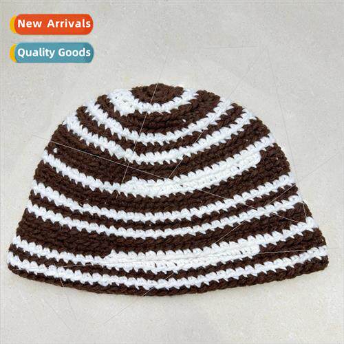 New Korean  of the striped handmade knitted cap show face sm