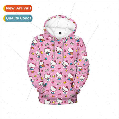 hell kitty kitty cat sweater 3D digital color printing loose