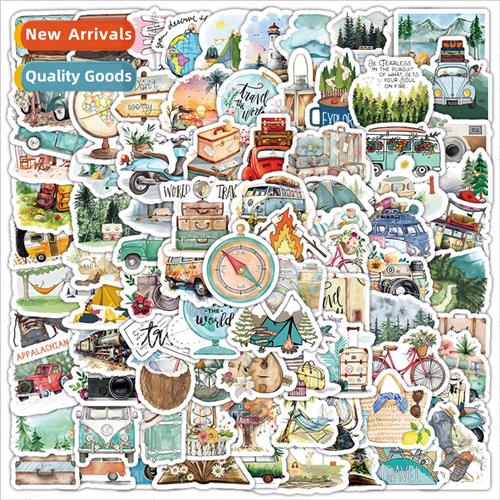 100 Cute Household Camping Stickers Compass Tent Beautiful S