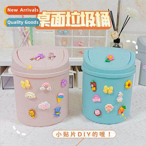 Desktop trash can office with lid storage bin student dormit