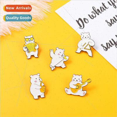 New white bear playing musical instrument brooch bag pin acc