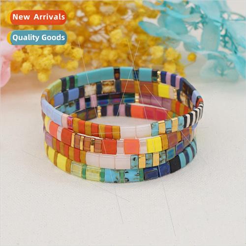 Boho Spring/Summer Tila Handmade Beaded Rainbow Bracelet