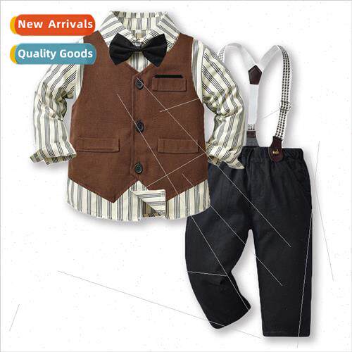 Autumn boys suit new fall children retro vest long-sleeved c