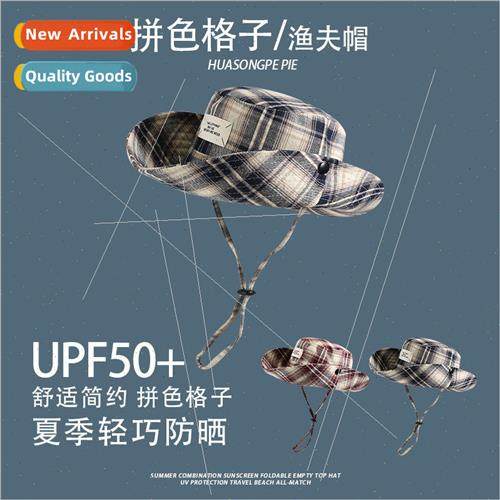 Plaid fisherman hat female summer sunshade student sun hat f