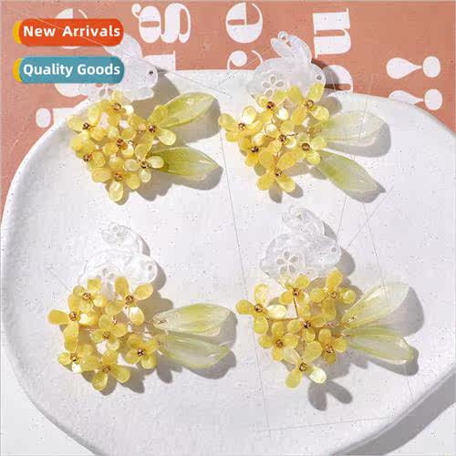 hanging flowers rabbit ancient  earrings diy handmade weavin