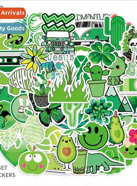 50 -repeating green small fresh ins graffiti stickers luggag