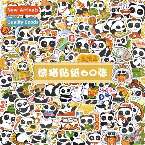 60 panda stickers cute cartoon panda stickers self-adhesive