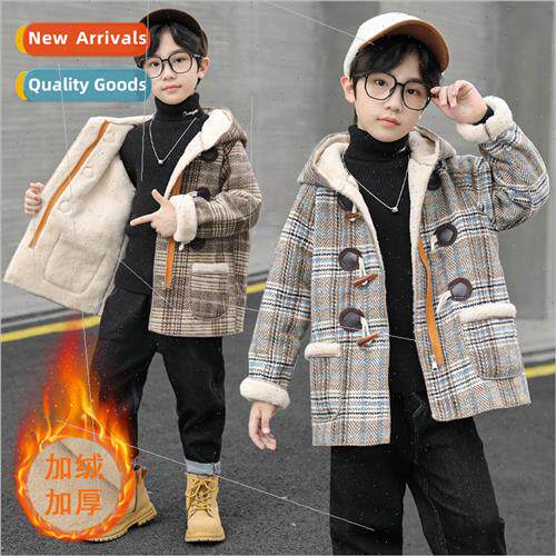 Boys tweed jacket 2022 new childrens fall and winter clothin