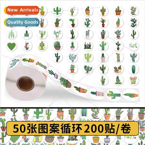 200 stickers green cactus roll roll stickers cartoon plant s