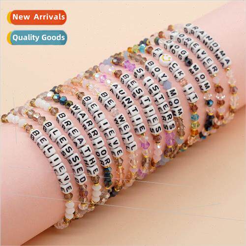 Wind Colorful Crystal Beads Square Letter Beads Handmade Bea