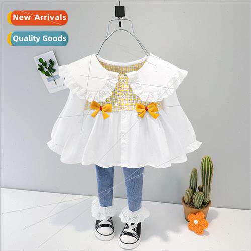 Spring new childrens long-sleeved suit girls baby Korean dol