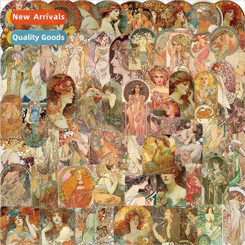 60pcs of retro literary handbook stickers decorative guitar