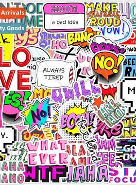 50 New Phrase Doodle Stickers Skateboard Fridge Mug Computer