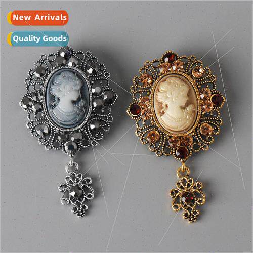 Popular fashion beauty head brooch vintage cameo queen head