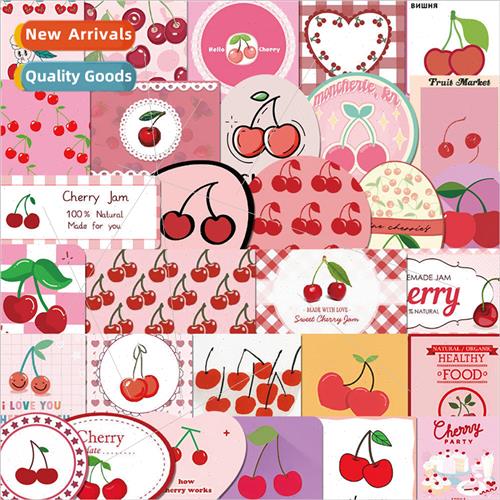 90 wine heart cherry waterproof handbook stickers cartoon cu