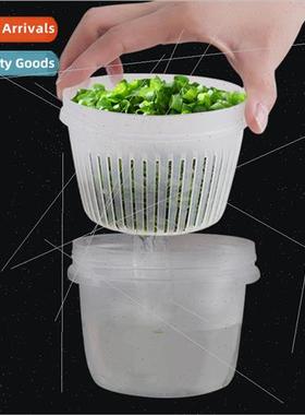 Plastic scallion crisper with lid can drain refrigerator sea