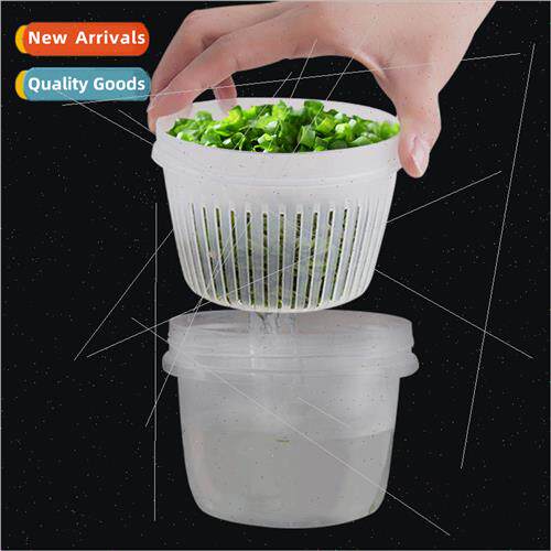 Plastic scallion crisper with lid can drain refrigerator sea