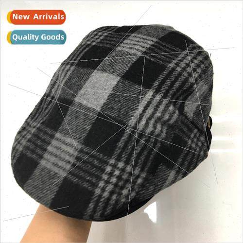 Autumn and winter tweed warm beret British fashion plaid duc
