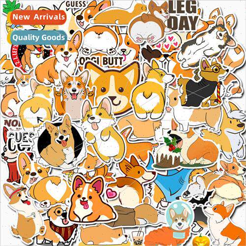 50 Kawaii cute pet corgi cartoon graffiti stickers laptop iP