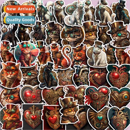 Steampunk cat cat 50 large  of the handbook stickers luggage