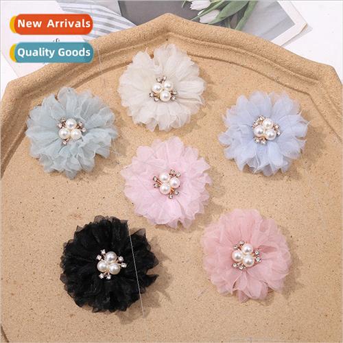 Super fairy princess  pearl rhinestone mesh flowers diy hand