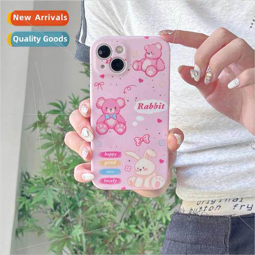 Cartoon Girl Pink Bear Bunny 适用 iPhone 13 Apple 12 Case 14