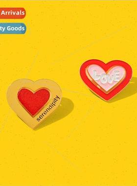 Love Combination Brooch Metal Badge Pink Heart Novelty Creat