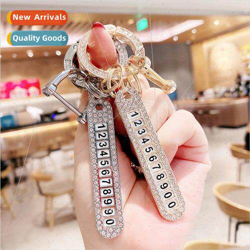 Car diamond keychain car key pendant with anti-lost phone nu