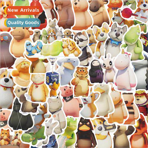 50 cartoon popular game Party Animals cute material stickers