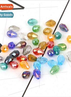 70pcs 4*6mm straight hole faceted glass teardrop beads hairp