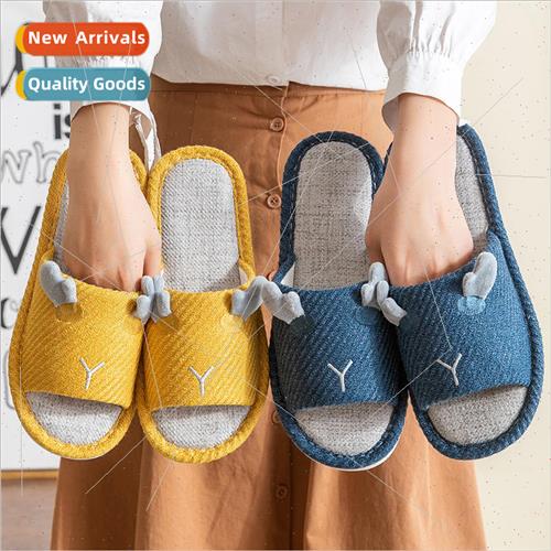 The new four seasons linen slippers cute deer cloth anti-sli