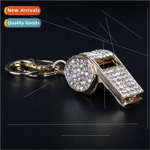 Exquisite diamond whistle keychain creative metal car key ch