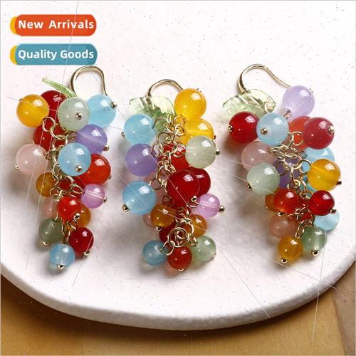 Sweet colorful grape earrings diy handmade braided hair clip