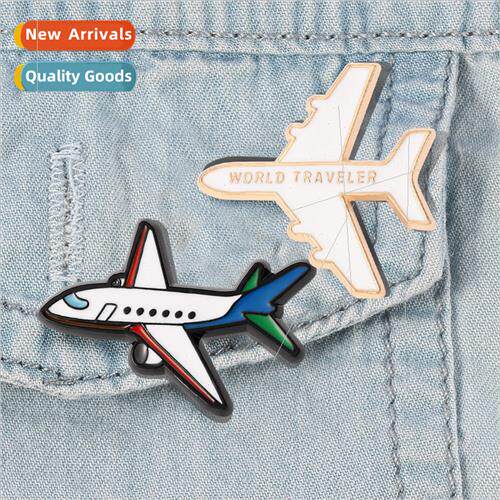 3D airplane brooch Creative space fighter alloy model badge