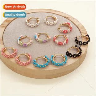 domestic rice beads New earrings colorful daisy bohemian