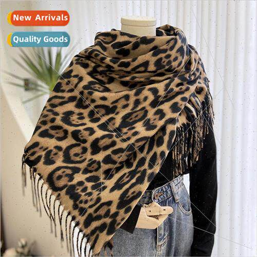 Leopard print scarf female fall and winter classic thickened
