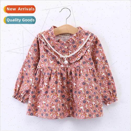 Childrens dress 2018 new ruffle collar pearl necklace floral